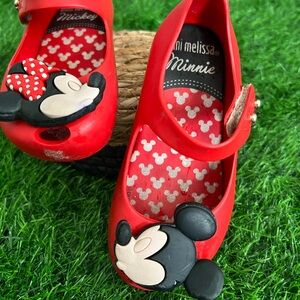 Mini Melissa Red and Black Dress Shoes Mickey & Minnie